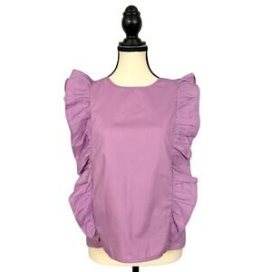 NWT- TCEC Ruffle Trim Cotton Top Purple Women's Size Medium